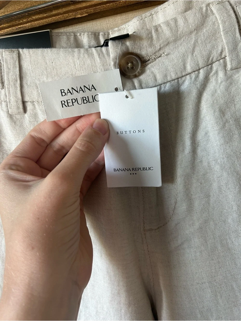 Banana Republic Women's Light Beige Linen-Blend Trousers